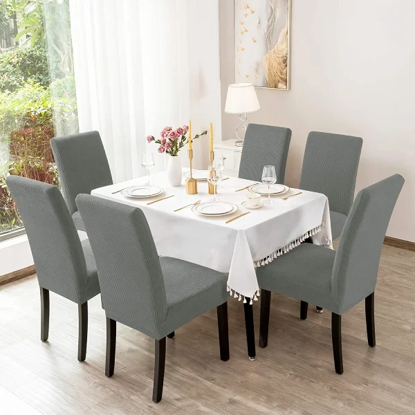 More4u Σετ Ελαστικά Καλύμματα Καρέκλας χωρίς Βολάν (6τμχ) Γκρι