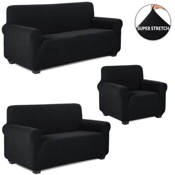 Σετ Καλύμματα Σαλονιού (Τριθέσιο+Διθέσιο+Πολυθρόνα) Μαύρο