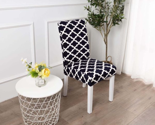 Σετ Ελαστικά Καλύμματα Καρέκλας με Σχέδιο (6τμχ) Μαύρο Λευκό