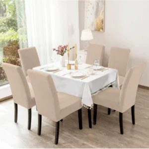 Σετ Ελαστικά Καλύμματα Καρέκλας χωρίς Βολάν  (6τμχ) Εκρού