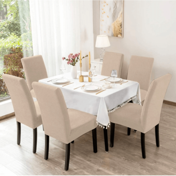 Σετ Ελαστικά Καλύμματα Καρέκλας χωρίς Βολάν (6τμχ) Εκρού