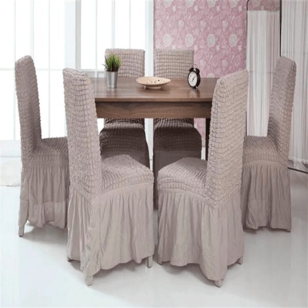 More4u Σετ Ελαστικά Καλύμματα Καρέκλας Τραπεζαρίας με Βολάν Μόκα