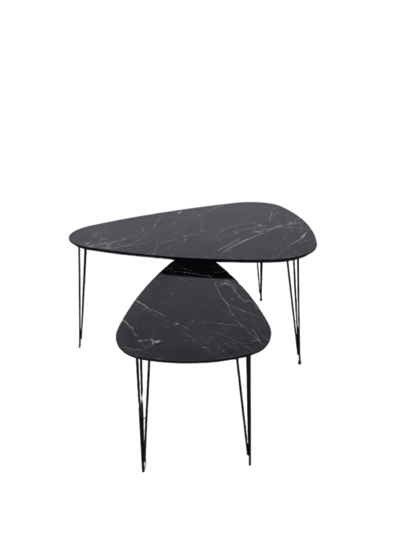 Βοηθητικά Τραπέζια Σαλονιού Σετ 2τεμ Μαρμάρου-Μαύρο Βοηθητικά Τραπέζια Σαλονιού Σετ 2τεμ Μαρμάρου-Μαύρο