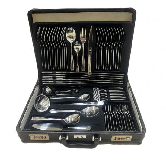 Σετ Μαχαιροπίρουνα Ασημί Ανοξείδωτα 72τμχ με Βαλίτσα