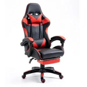 Εργονομική Καρέκλα γραφείου Gaming με ανάκληση και υποπόδιο σε μαύρο κόκκινο