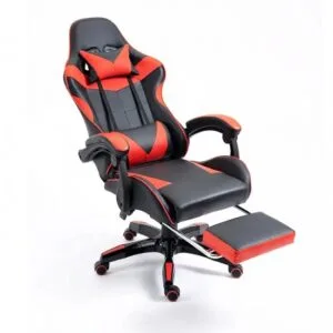 Εργονομική Καρέκλα γραφείου Gaming με ανάκληση και υποπόδιο σε μαύρο κόκκινο
