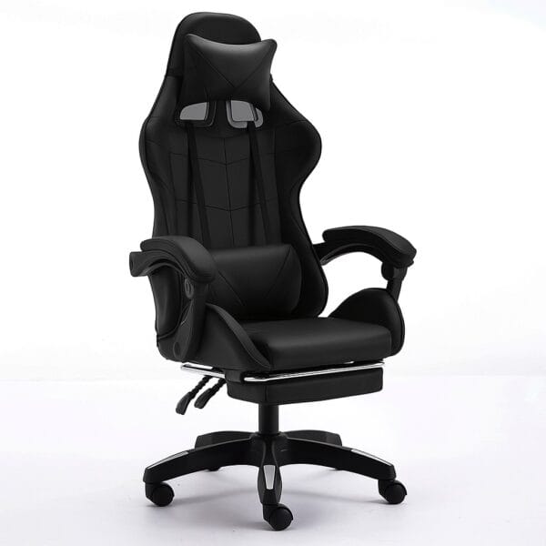 Εργονομική Καρέκλα γραφείου Gaming με ανάκληση και υποπόδιο σε μαύρο Εργονομική Καρέκλα γραφείου Gaming με ανάκληση και υποπόδιο σε μαύρο