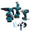 Σετ Σκαπτικό Τρυπάνι, Γωνιακός Τροχός 125 mm, Μπουλονόκλειδο, Δραπανοκατσάβιδο και Επίπεδο Laser 4D – 36V με 3 τεμ. Μπαταρίες 8AH σε θήκη και φορτιστής KraftRoyal