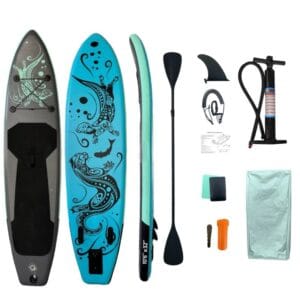 Φουσκωτή Σανίδα SUP με Διπλό Κουπί, Αξεσουάρ και Σακίδιο Μεταφοράς, 320x81x15cm