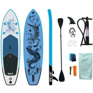 Φουσκωτή Σανίδα SUP με Διπλό Κουπί, Αξεσουάρ και Σακίδιο Μεταφοράς, 320x81x15cm