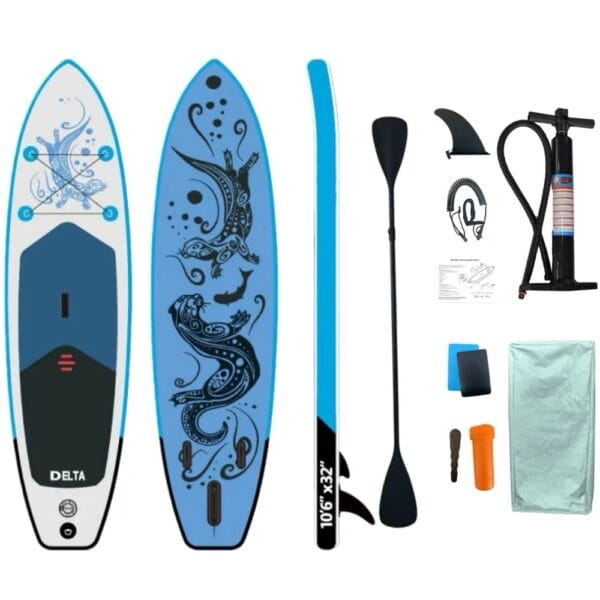 Φουσκωτή Σανίδα SUP με Διπλό Κουπί, Αξεσουάρ και Σακίδιο Μεταφοράς, 320x81x15cm